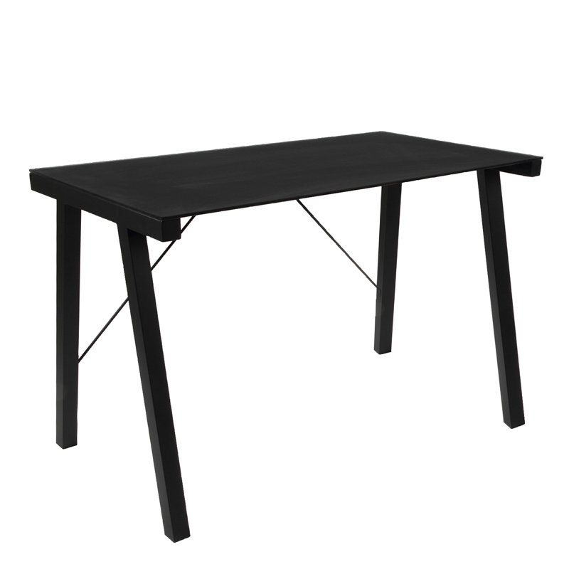 Troutman Glass Top Metal Base Writing Desk