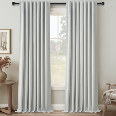 Dennan 100% Blackout Thermal Insulated Linen Drapes with Back Tab & Hooks