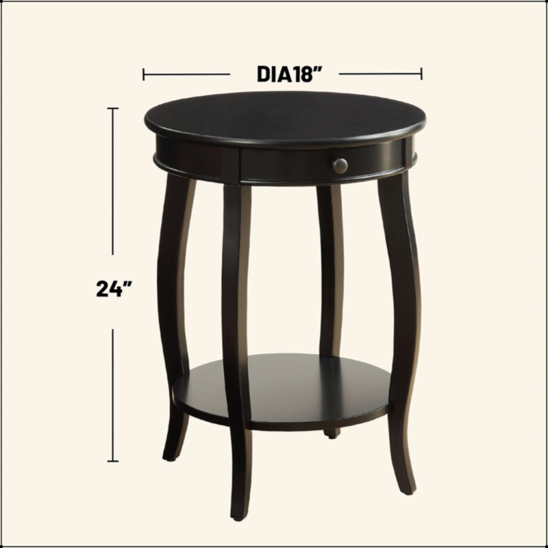 Table d'appoint ronde avec 1 tiroir et rangement ouvert