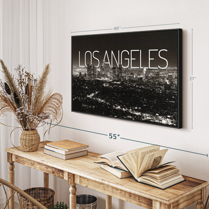 LA Night Mood sur toile, Cadre flottant, H 27 po x l 40 po
