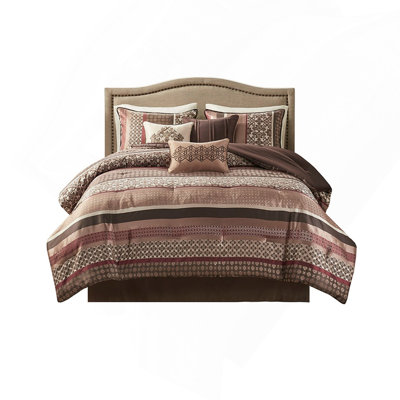 7 Piece Comforter Set Comforter Set With Geometric And Damask Design, Hypoallergenic And Machine Washable For Easy Care