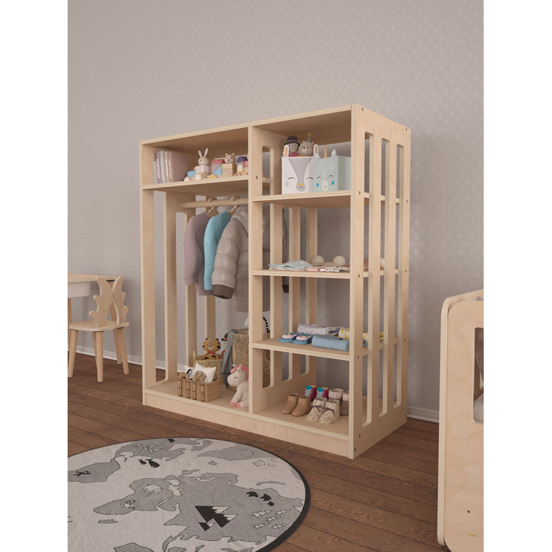 Stylish Wall-Mounted Wardrobe, Birchwood Finish, 35.4 x 39.4 x 15.7 inches | 100% Birch Plywood, Thickness: 0.6 inches | Numerous Shelves for Optimal Storage, Durable & Space-Saving Design, Perfect for Modern Bedrooms