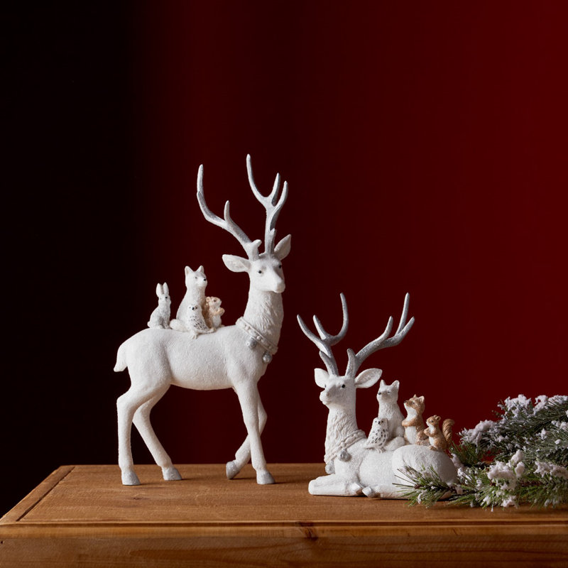 Ensemble de 2 cerfs en résine