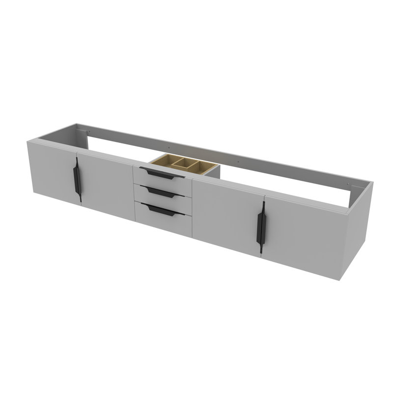  Base de meuble-lavabo double 84 po Alpine, Gris / noir