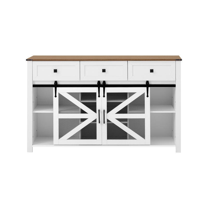 Buffet 55 po avec 3 tiroirs Alston, Blanc