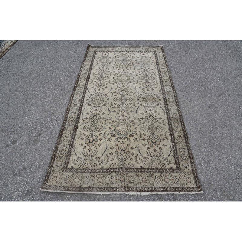 Tapis rétro, tapis marocains bruns, tapis 3,8 x 6,9 pieds, tapis Anatolian, tapis turcs