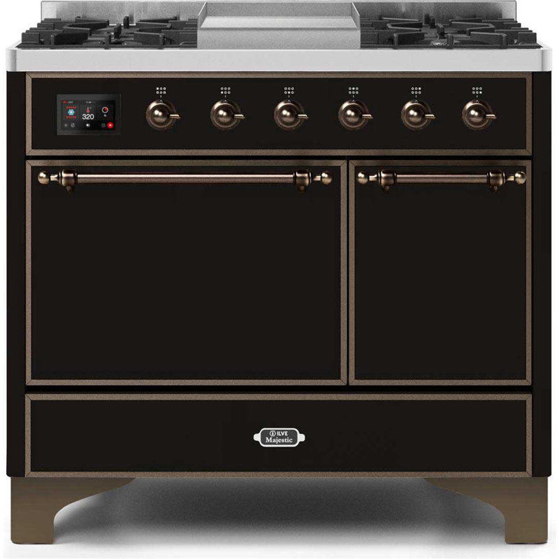 ILVE Majestic II 40 in Dual Fuel Range, Blue Gray/Chrome, Natural Gas