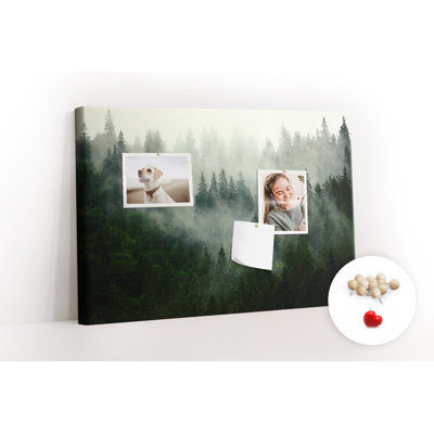 Wall Mounted bulletin board print home decor notice boards for office corkboard Misty forest