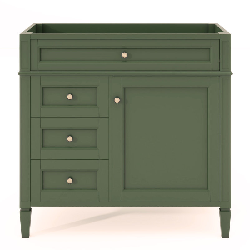 Meuble-lavabo de 36 po sans lavabo supérieur, armoire de rangement moderne avec 2 tiroirs et un tiroir rabattable, structure en bois massif