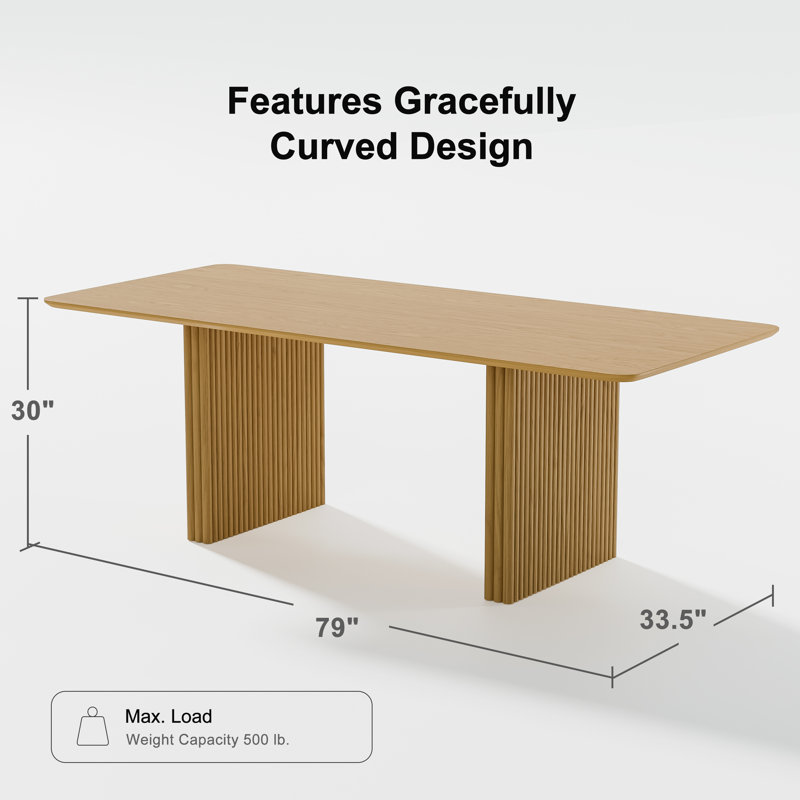 Maitilde Rectangular 30"H Wood Dining Table, Natural Wood, 30"H x 79"L x 33.5"W