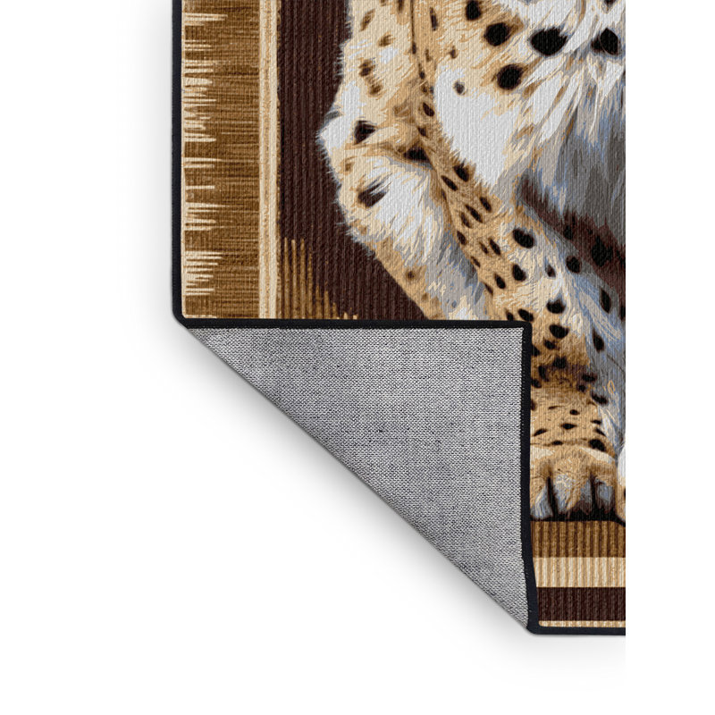 Washable Carpathian Lynx Big Cats Area Rug, Rectangle 8' x 10'