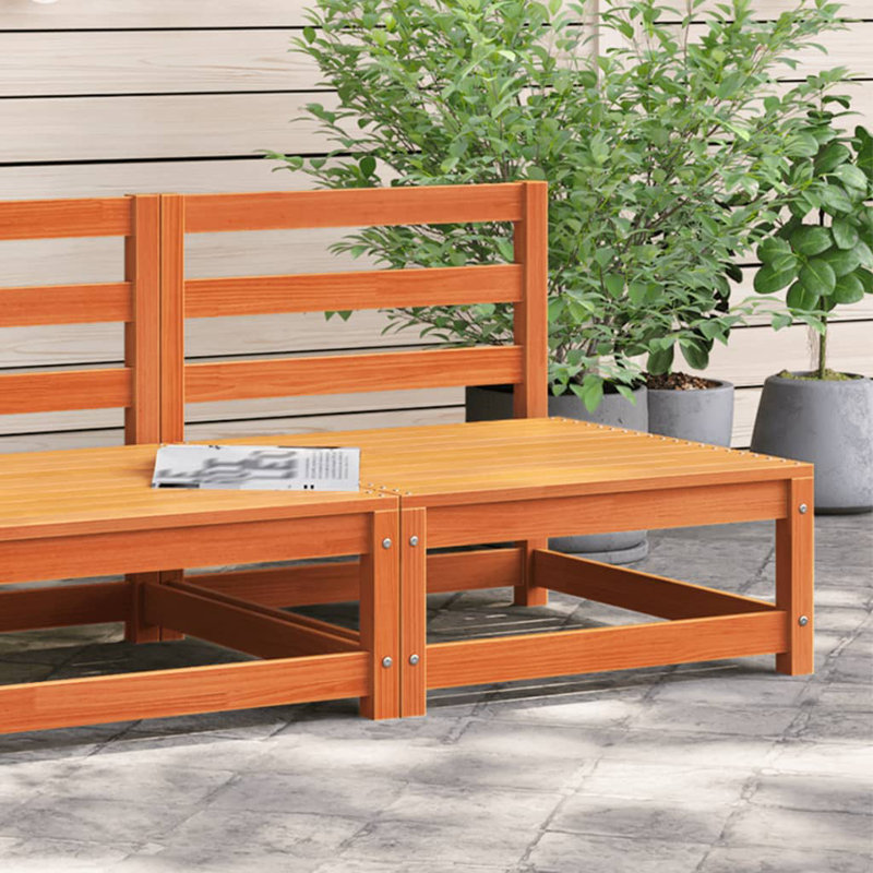 Brayden Studio 8 Piece Garden Sofa Set Solid Wood , Wax brown