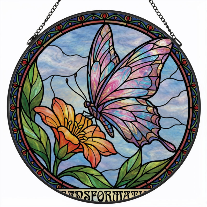Vitrail de vitrail papillon 7,8 "H
