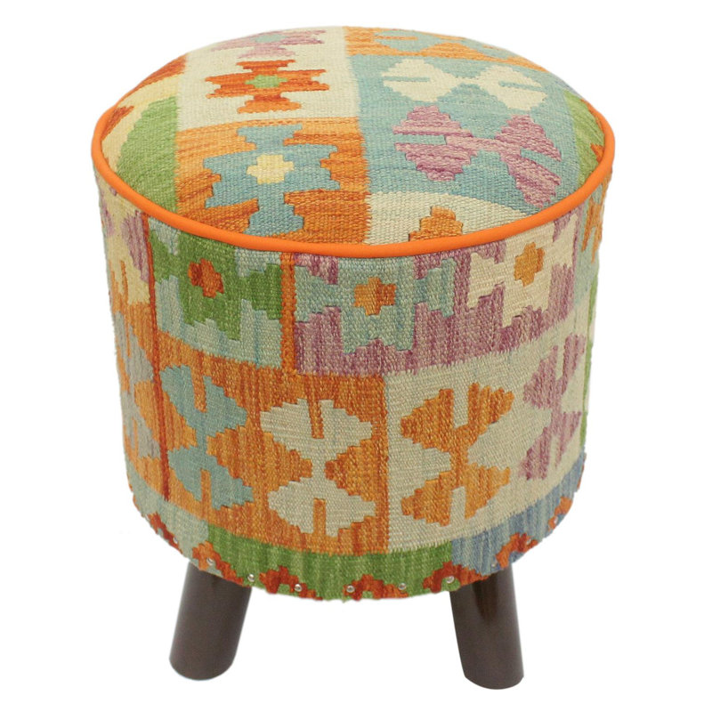 Anautica Upholstered Ottoman, Boho Chic Becker Rust Wool