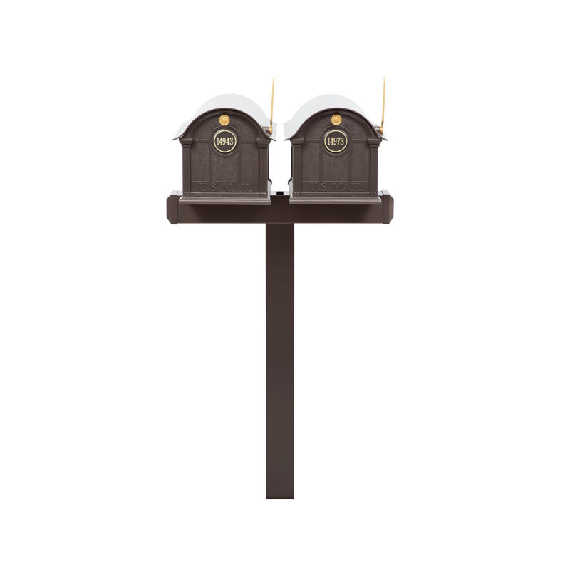 Balmoral Duo Mount Mailbox /w/ Personalized Door Medallion (2 Mailboxes,  Duo Mount Post, 2 Door Medallions), Yes