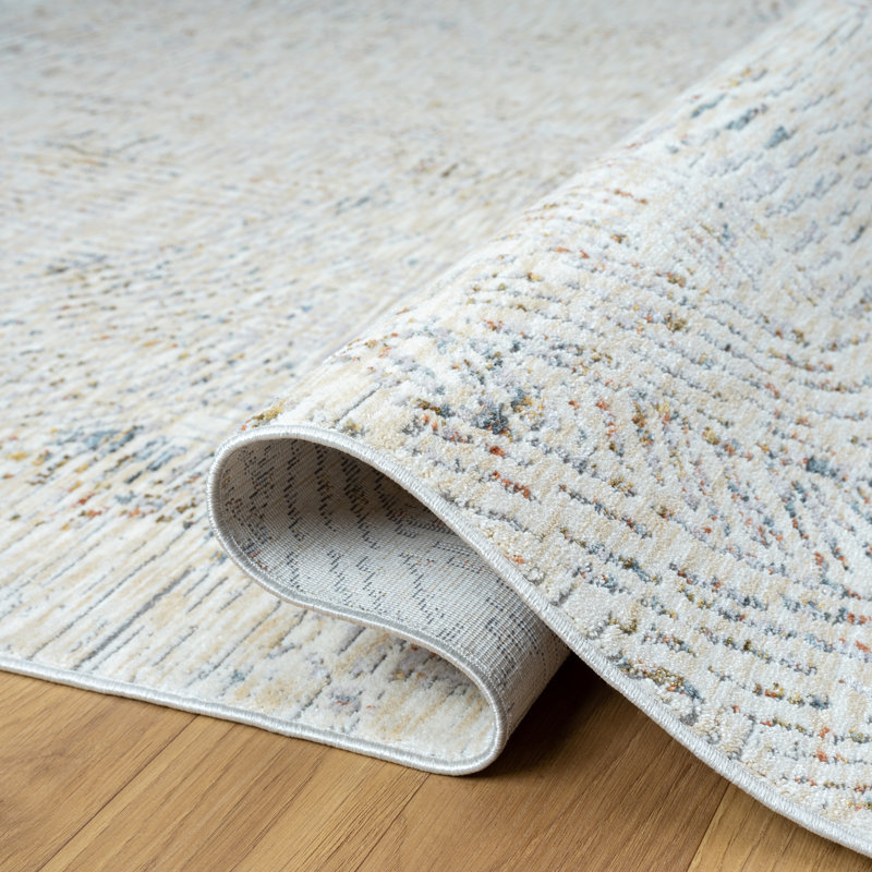 Conrado Performance Modern Abstract Light Gray/ Ivory Rug, Runner 2' x 8'