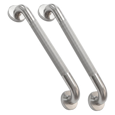 16 Inch Bathroom Safety Grab Bar with Anti-slip Knurled Grip, ADA Compliant, Brushed Nickel 2 Pack
