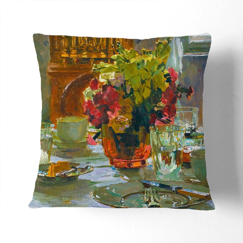 The Breakfast Table Scatter Cushion, 40cm H x 40cm W x 15cm D, White