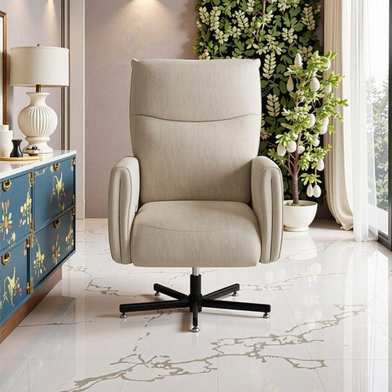 Fauteuil inclinable électrique pivotant avec charge USB et de type C, inclinable électrique pivotant à 360 °, Blanc beige