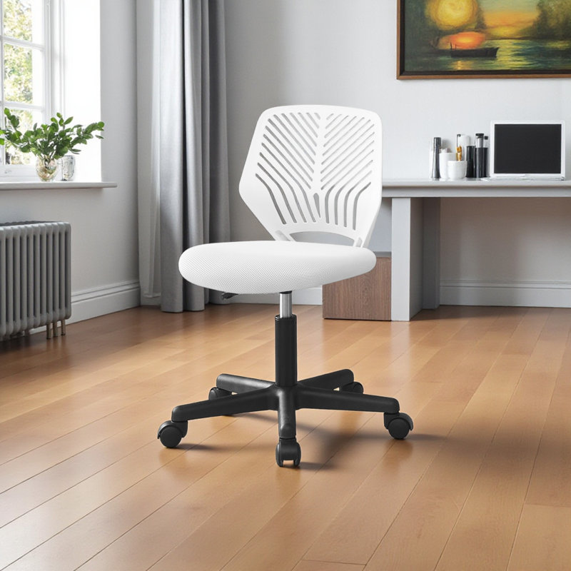 Chaise de bureau en polyester à hauteur réglable Elijah, blanc H 36,25 po x l 19,76 po x P 19,76 po