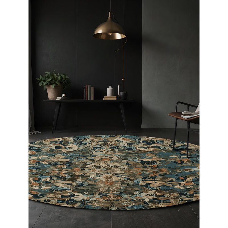 Tapis brun soyeux et moelleux, Rond 5 pi