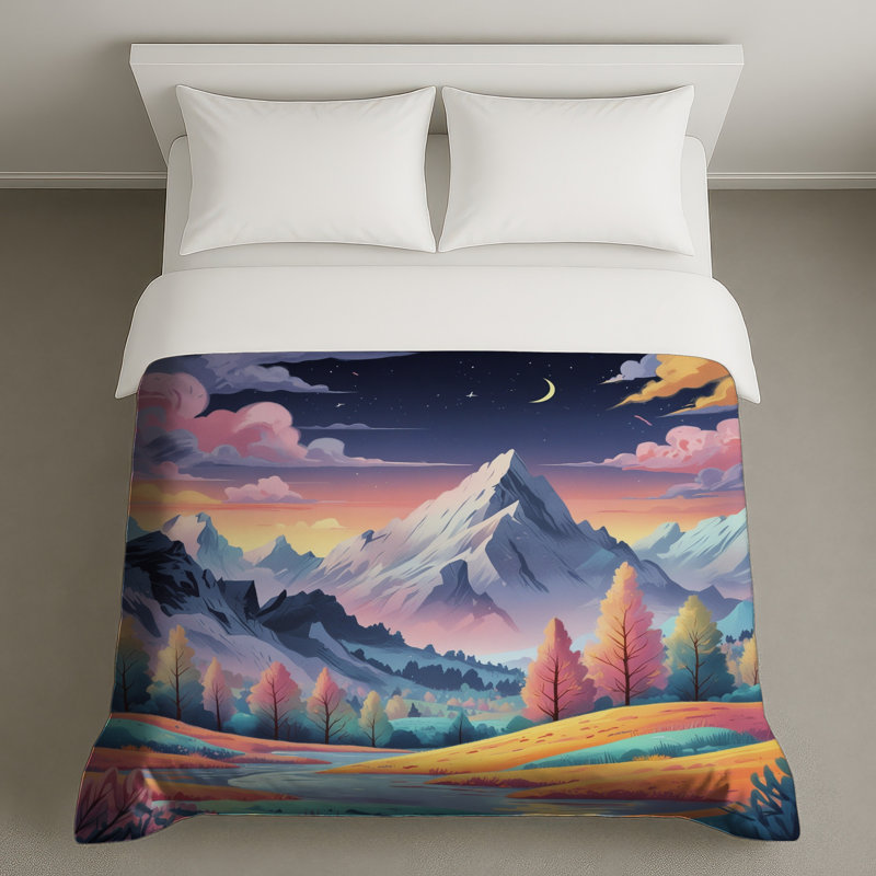 Mountain Landscape With River Duvet Covers, Twin