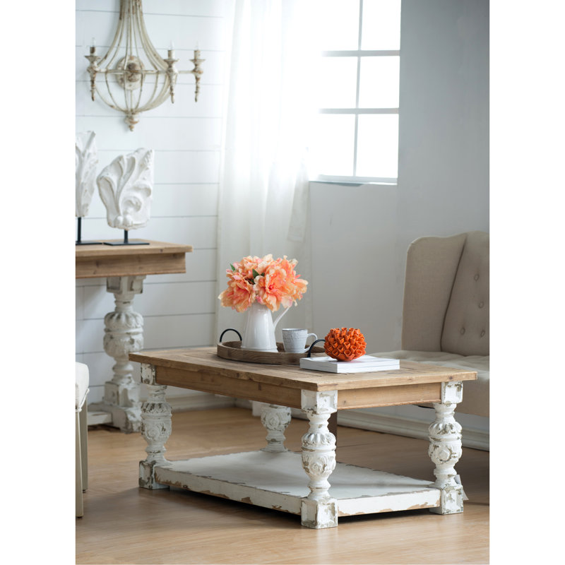 Table basse rectangulaire en bois, table basse French Country