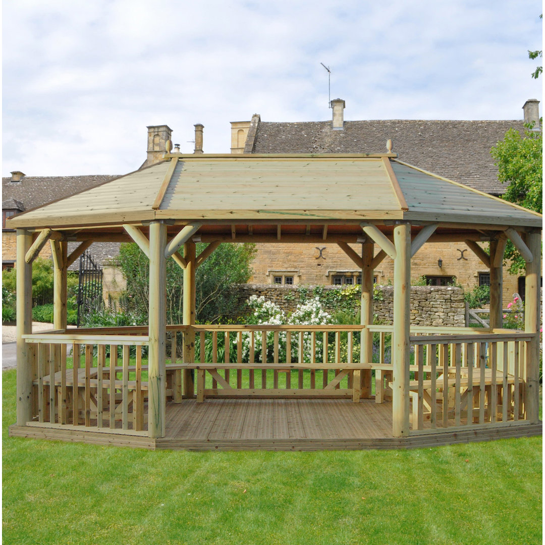 6.3m x 4.9m Wooden Gazebo with Timber Roof with Installation Service