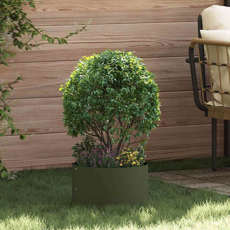 Garden Planter 20 Cm Steel, Olive Green, 20cmH x 30cmW x 30cmD
