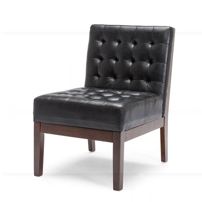 Modern Accent PU Chair, Black PU Faux Leather