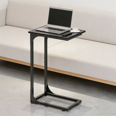 C-Shaped Kurt With Metal Frame - Small Sofa End Table For Living Room, Waterproof Scratch Resistant Tray Desk For Bedroom & Small Spaces, Modern Accent Stand