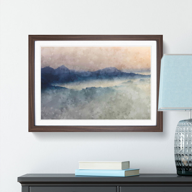 Misty Mountains - Picture Frame Painting Print, 33cm H x 45cm W x 2cm D, Walnut Framed