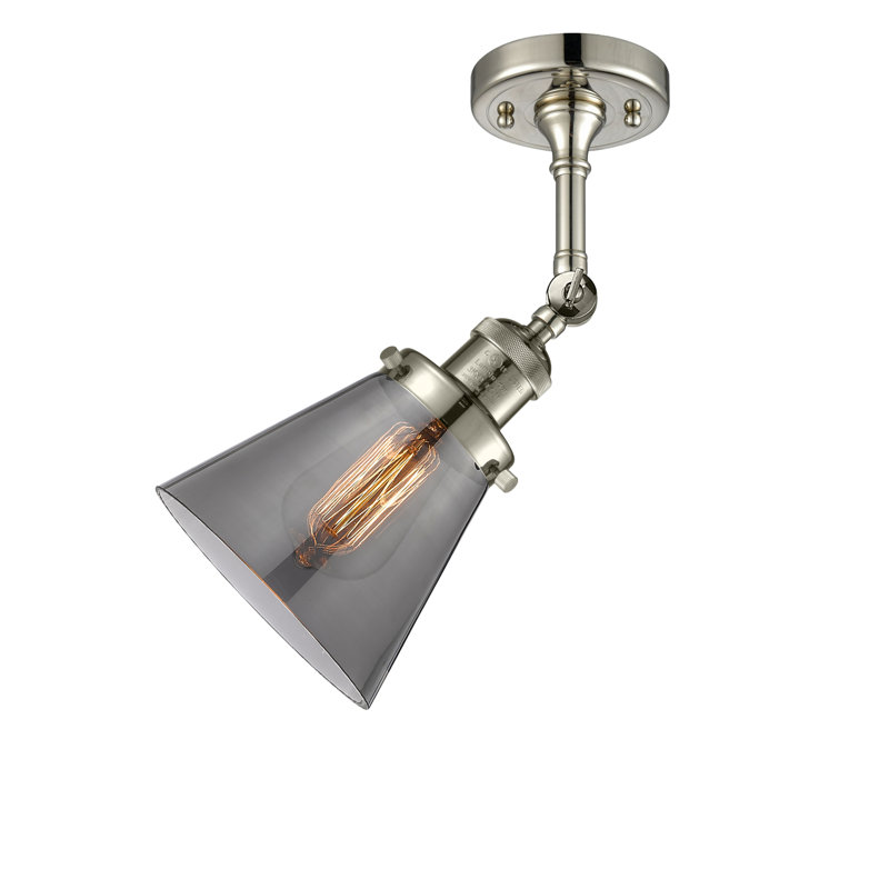 Applique murale avec bras à 1 lumière à intensité variable Parkstone, Fumée, H 10 po x l 6,25 po x P 8 po, Nickel poli