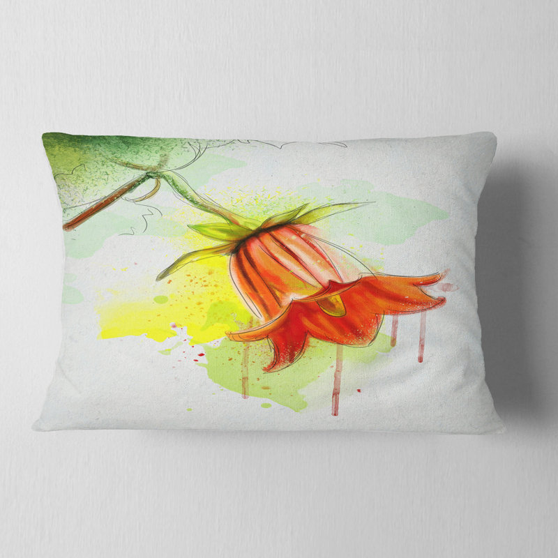 Coussin lombaire en aquarelle d’esquisse floral bellflower