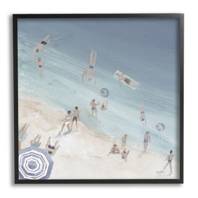 Scène de plage aérienne en sourdine bleue sur la côte de l'océan par Avery Tillmon - Peinture