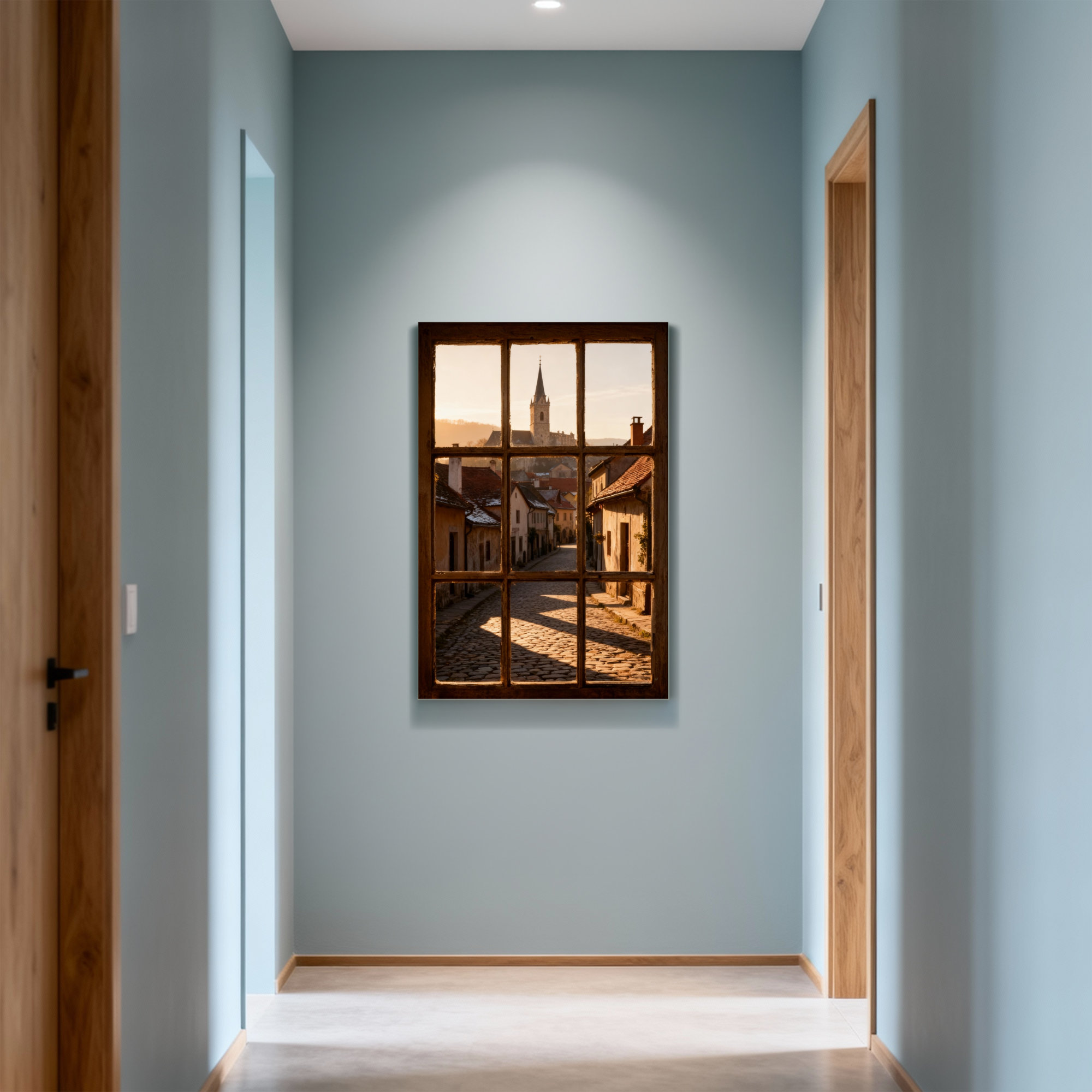Town Window View Red Barrel Studio® Landscape & Nature Old Town Street Through Window ...