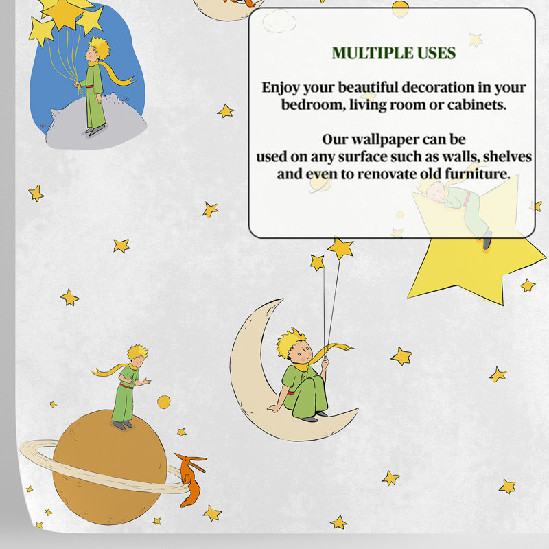 The Little Prince Wallpaper, Light Grey Stars Nursery