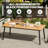 6 - Person 70.9'' L X 33.1'' W Rectangular Patio Dining Set with Umbrella Hole, Aluminum Frame and Folded Reclining Armchairs-527347807-527347794