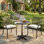 Table bistro pour l'extérieur ronde 27 po toutes saisons, cadre en fonte d'aluminium antirouille et plateau de table creux respirant, patins antidérapants convenant au patio, à la cour arrière