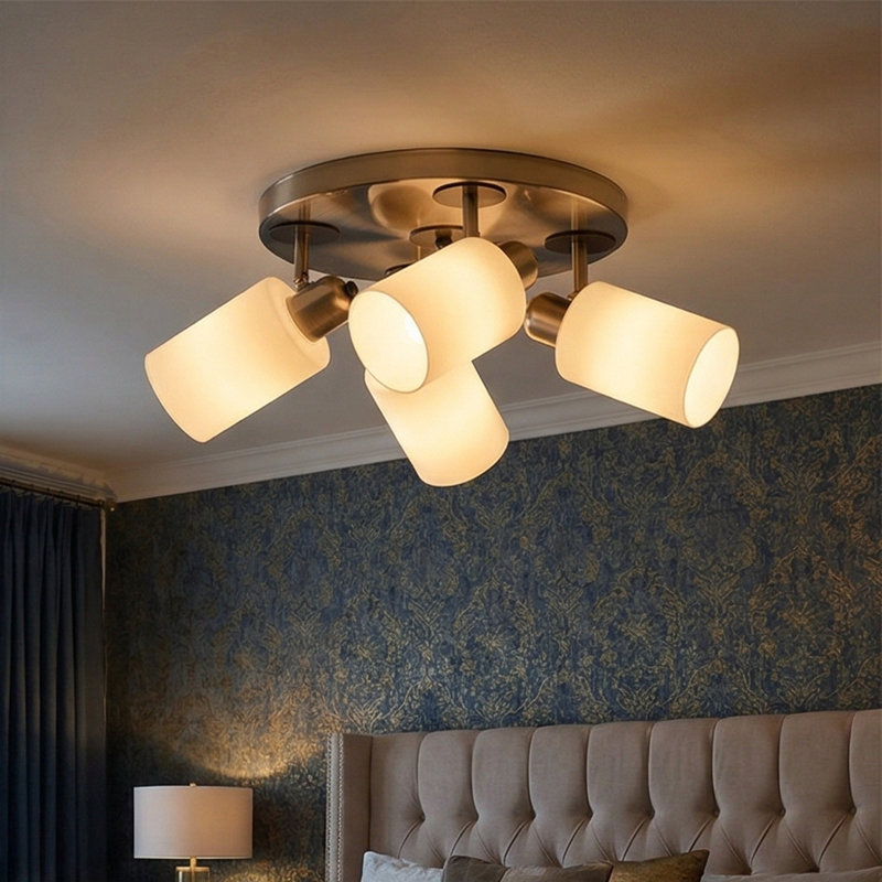 Arden 4-Light Modern Flush Mount Ceiling Light with Glass Cylinder Shades, White