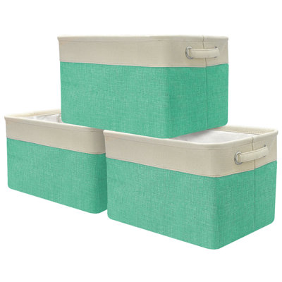 Sorbus Fabric Cubby Organizer with Handles, 3 Pack, Green