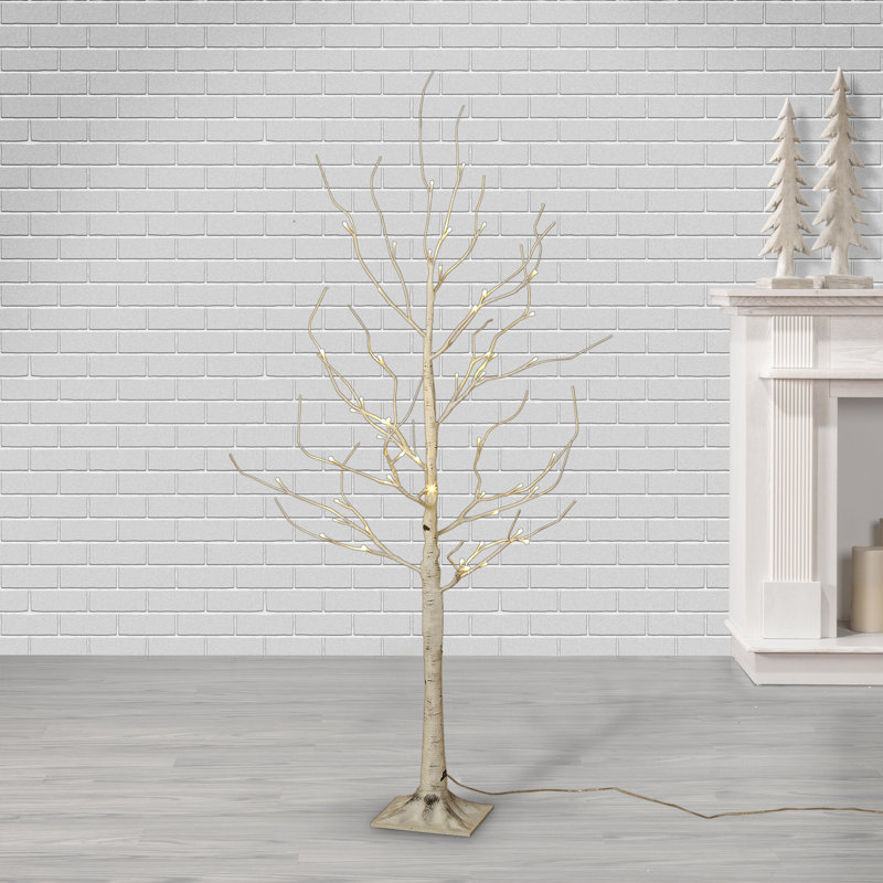 4' Pre-Lit Birch Tree with LED Lights