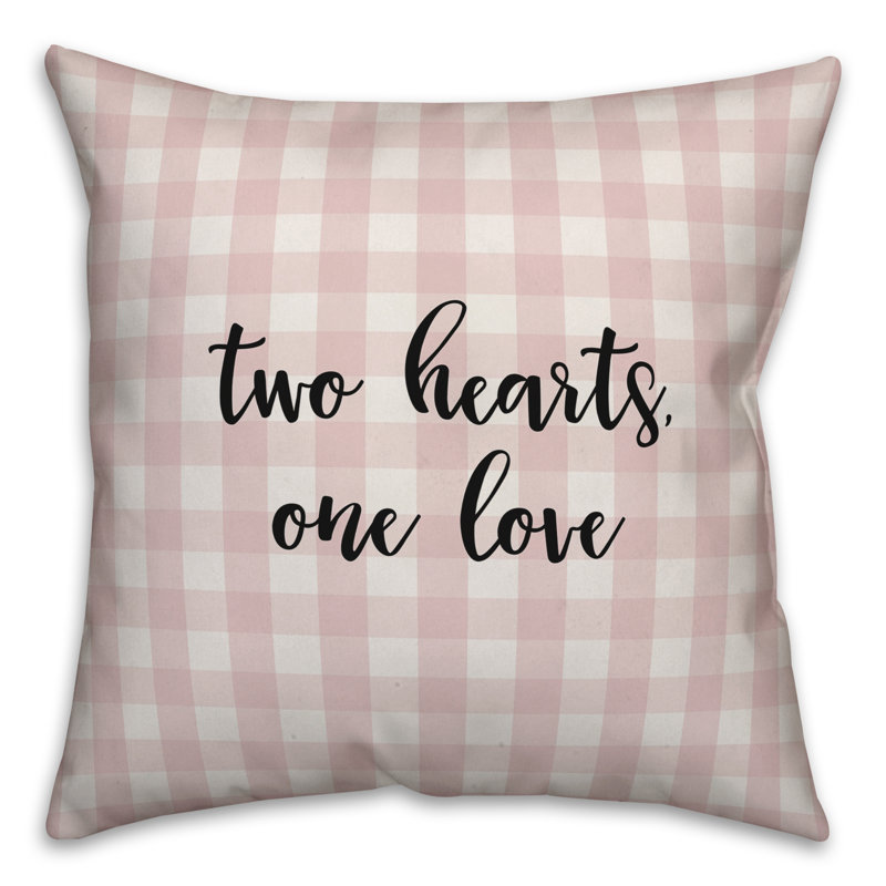  Coussin Two Hearts One Love, Coussin décoratif, Rose / Noir