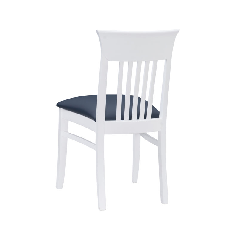 Coastal Cottage Charm White Faux Leather Dining Chairs, Set of 2