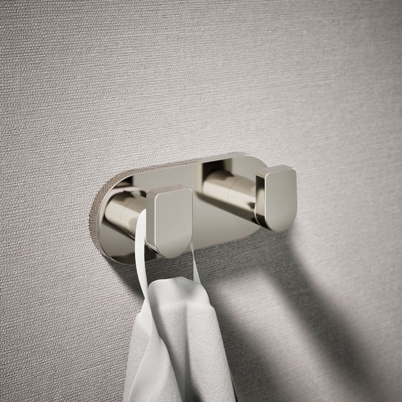 Composed Wall Mounted Double Robe Hook, Silver