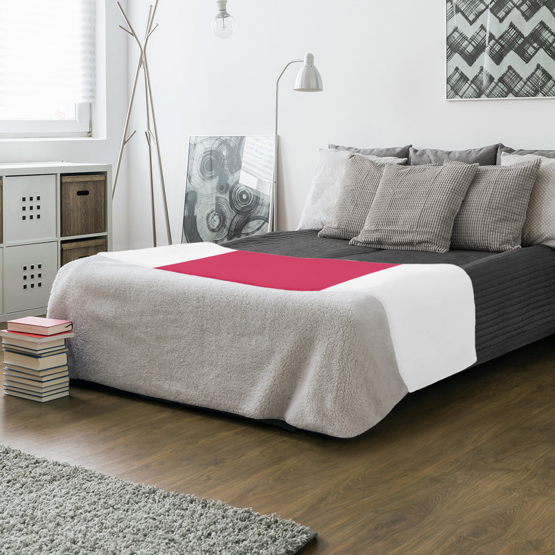 Quilted Throw Blanket, 60" W x 80" L, White/Red/White