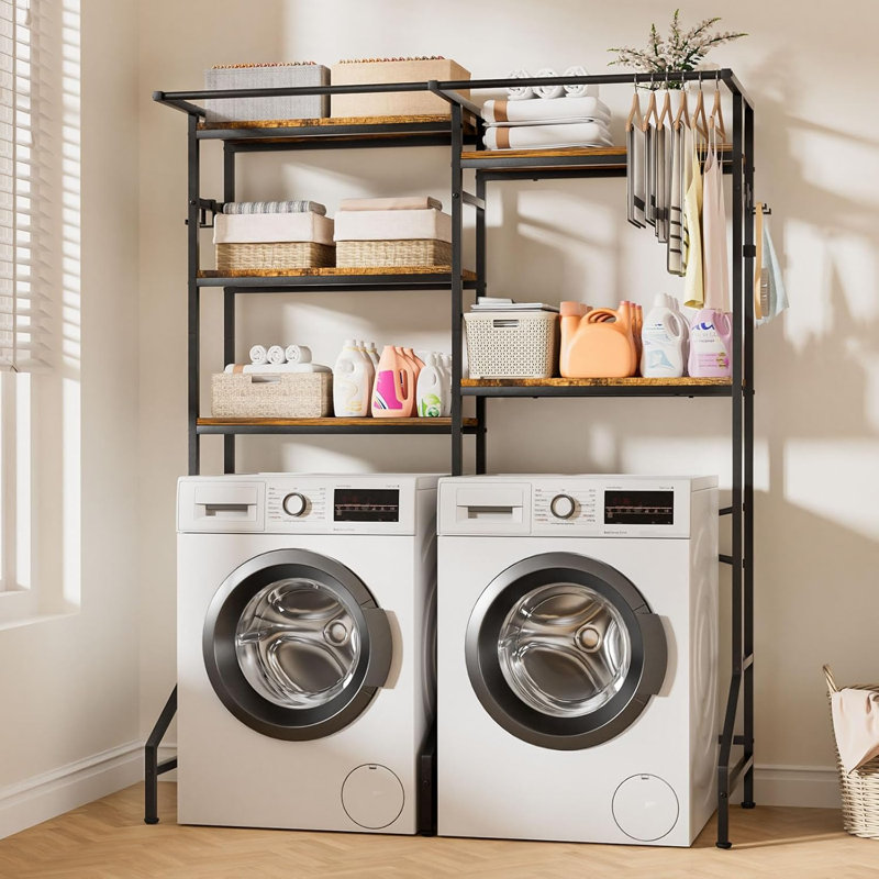 Over The Washer and Dryer Storage Shelf, 5-Tier Heavy Duty Laundry Room Organizer Standing Shelf