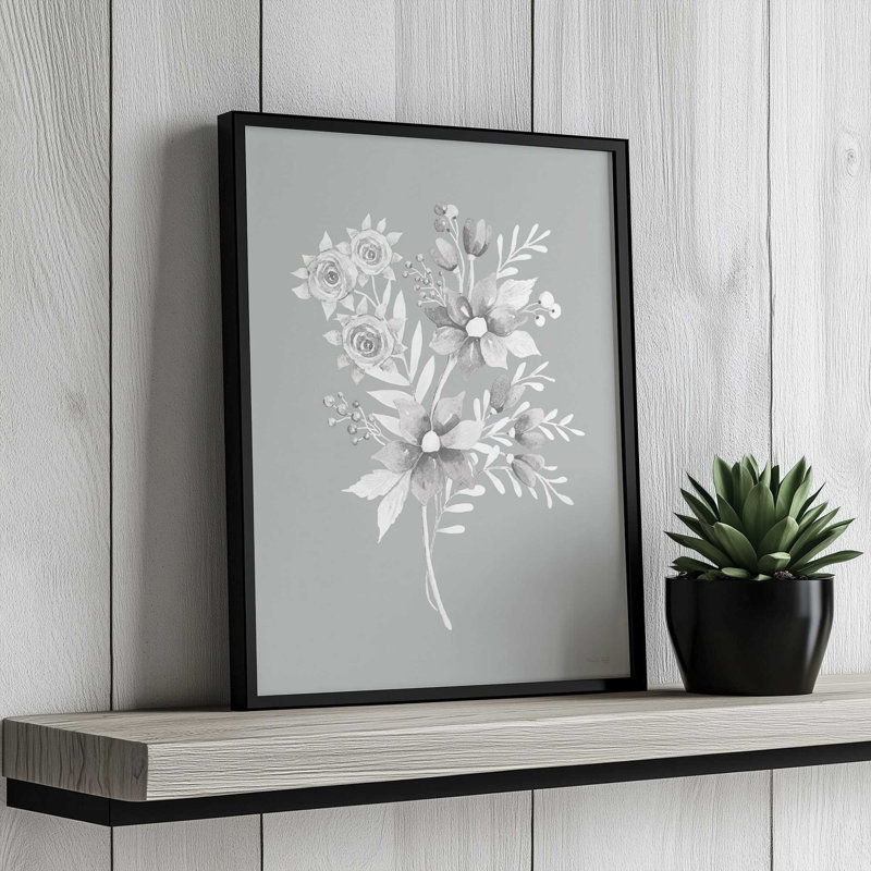 «Gray Botanical Set I» par Cindy Jacobs, reproduction d'art, L 18 po x H 24 po, Impression encadrée, Or