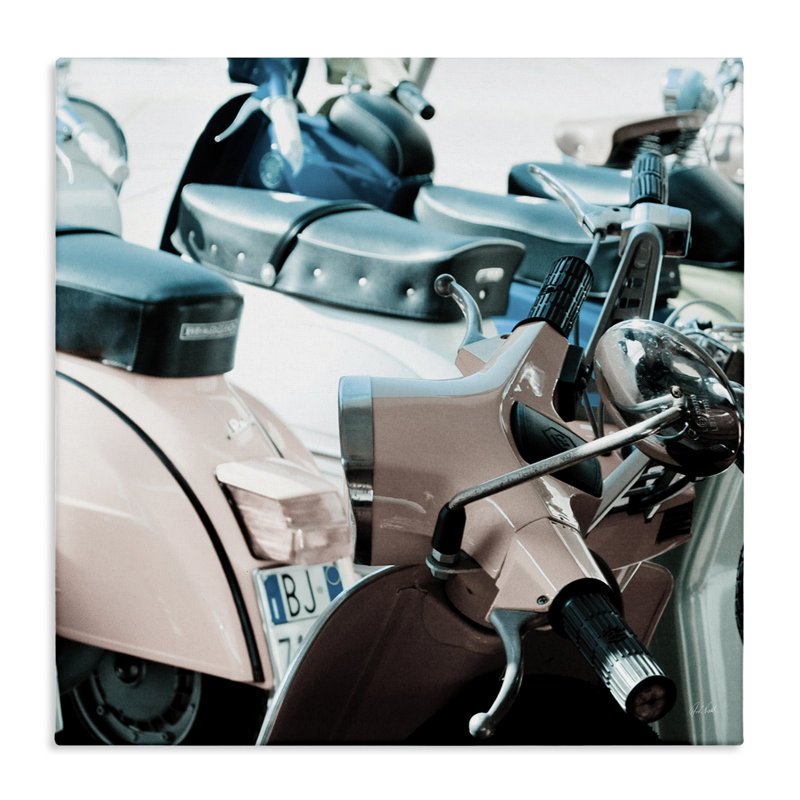 Art mural rétro sur toile scooter italien par Deborah Revell, H 30 po x l 30 po