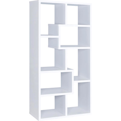 8-Shelf White Geometric Bookcase - Practical And Stylish For Office & Living Room Attractive Home